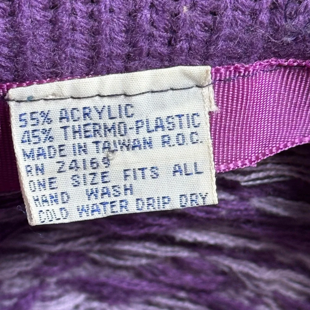 VTG Retro Purple Knit Fedora Hat Chevron Stripe Y2K Hipster Funky Streetwear